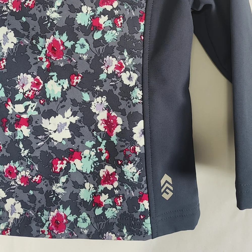 Free Country Girl's Softshell Wind & Water Resistant - Gray Floral - Size 5/6 - Picture 9 of 13